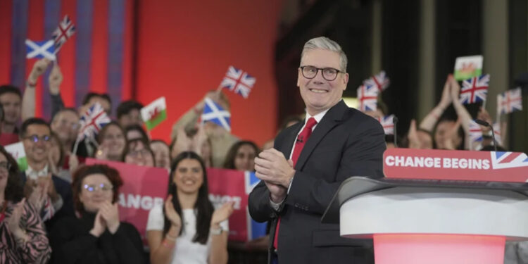 Labor Party Leader Keir Starmer Acknowledges His Supporters During A Post Election Rally At The Tate Modern In London, Friday, July 5, 2024.